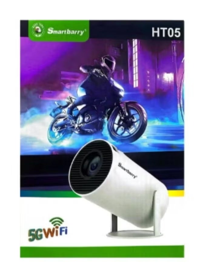 Smartbarry HT5 Mini Projector – 4K / 1080P Portable Smart Android Projector with WiFi & Bluetooth, 210° Adjustable Stand, 8000+ Apps, Dust-Proof Cooling for Movies, Gaming & Office - Image 1